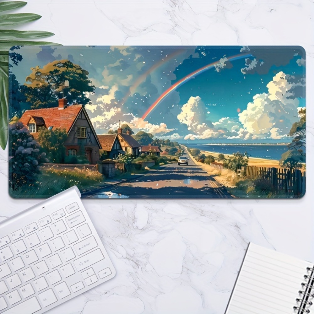Gaming Accessories Pc Setup - Large coastal village desktop mats -
