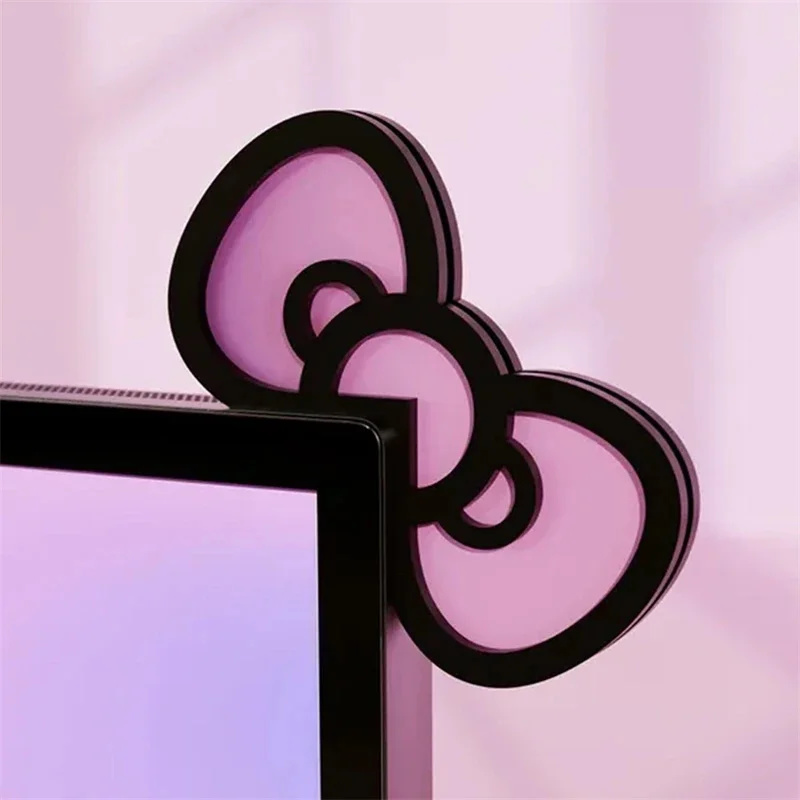 Gaming Accessories Pc Setup - Kawaii Pink Acrylic Bow Monitor Decor