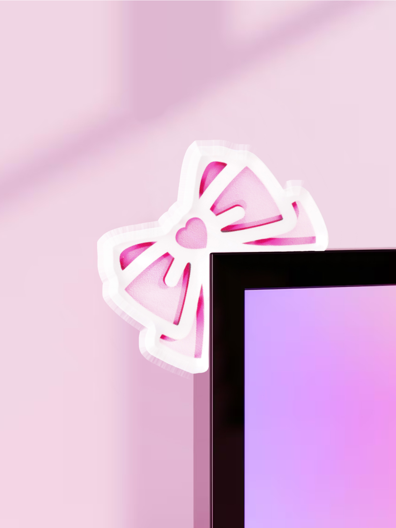 Gaming Accessories Pc Setup - Kawaii Bow Monitor Decor Pink Acrylic