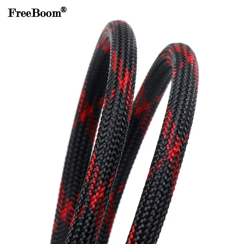 1~50m Black-Red Cross PET Brai - Cable Sleeve Braided review and price