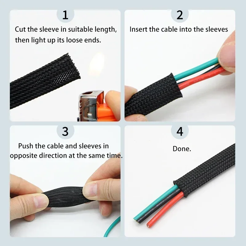 1~50m Black-Red Cross PET Brai - Cable Sleeve Braided review and price