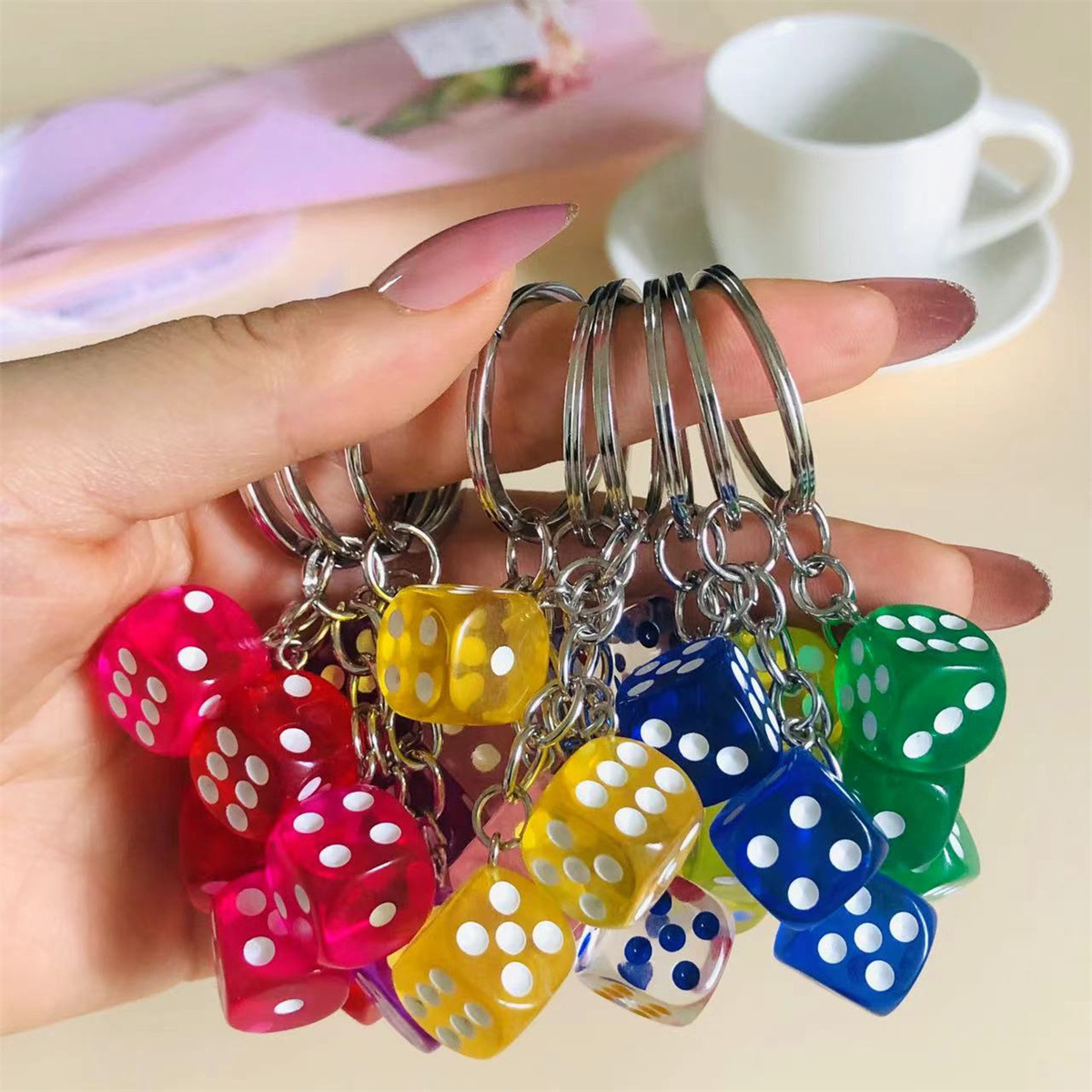 Cute 3D Dice Keychain Gaming R - Gaming Accessories Men review and price