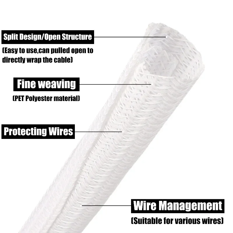 White Self-Closed Cable Sleeve - Cable Sleeve Braided review and price
