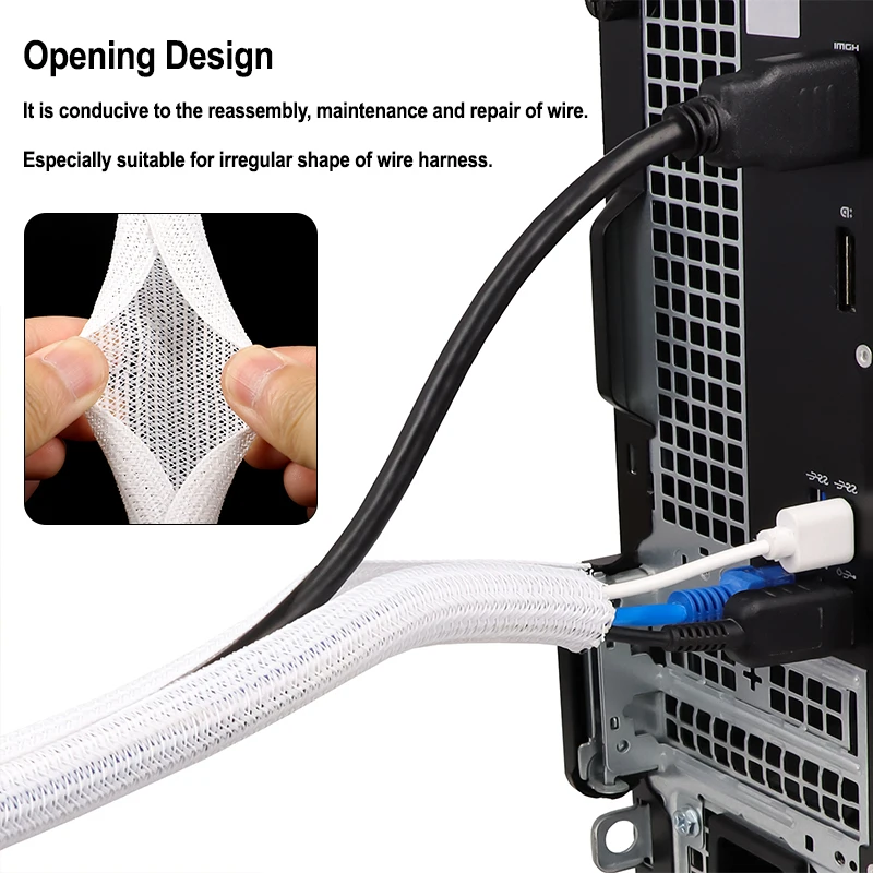 White Self-Closed Cable Sleeve - Cable Sleeve Braided review and price