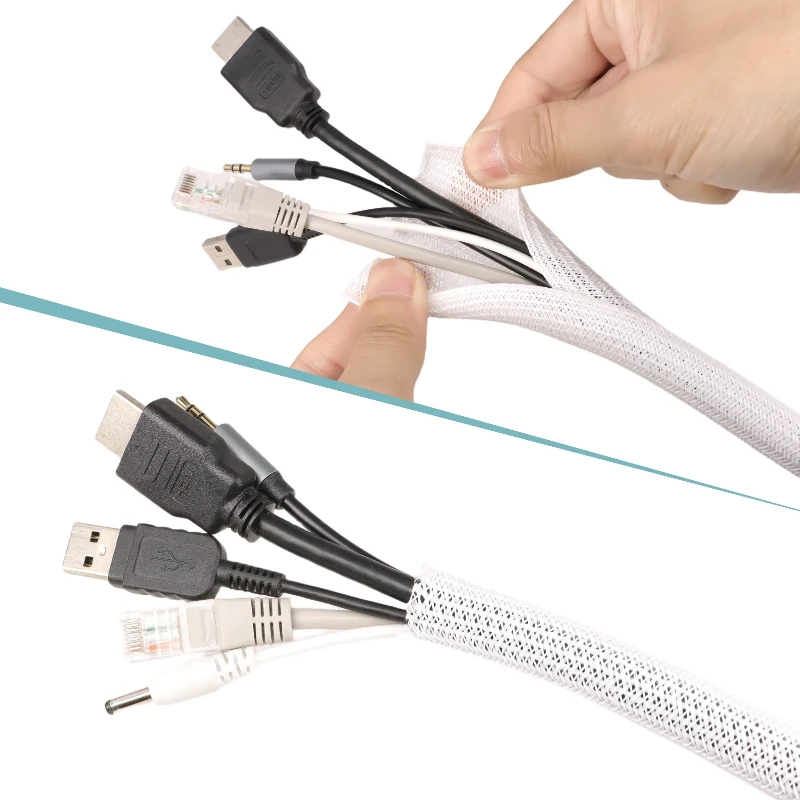 White PET Braided Expandable C - Cable Sleeve Braided review and price